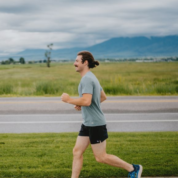 Man wearing Vuori shorts