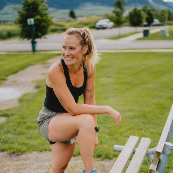 Woman wearing a Vuori tank