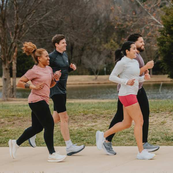 Group of people running together