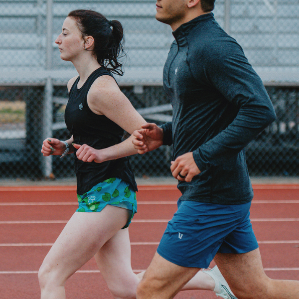 Man and woman running together