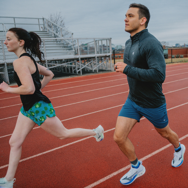 Man and woman running together